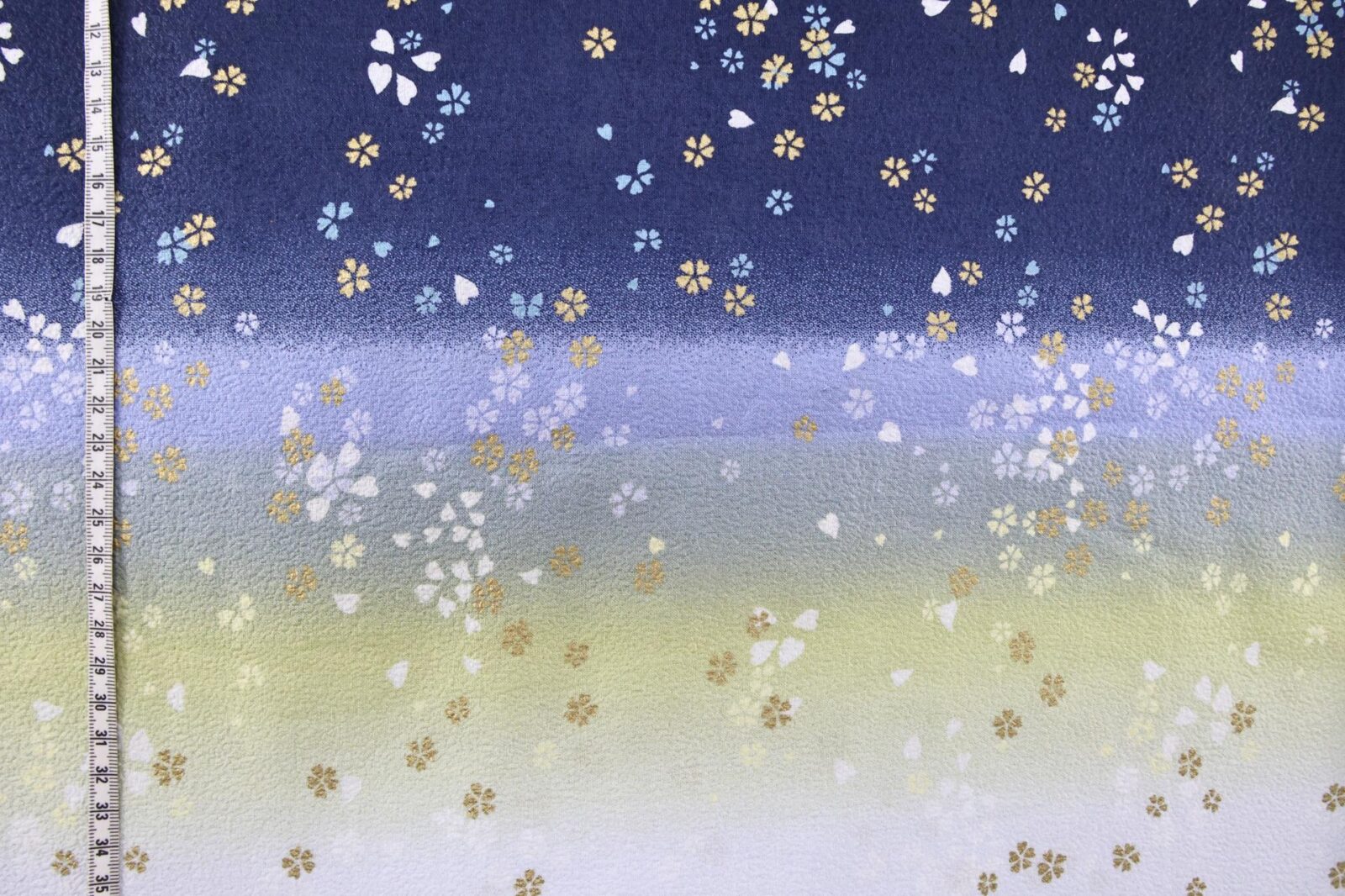 Tissu Chirimen de coton japonais Sakura bleu dégradé