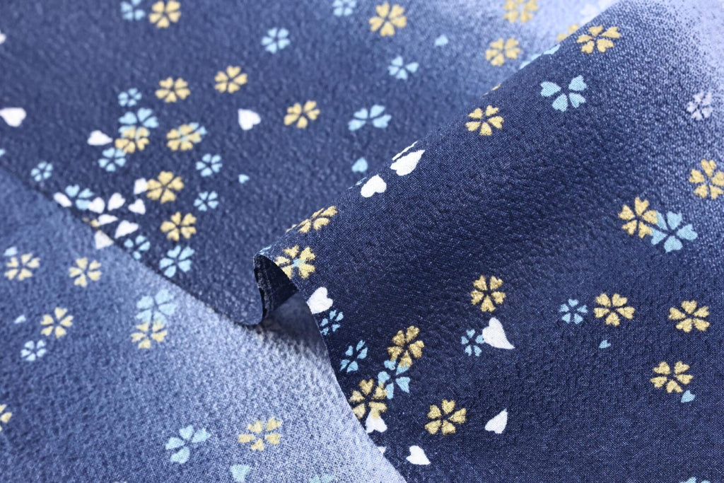 Tissu Chirimen de coton japonais Sakura bleu dégradé