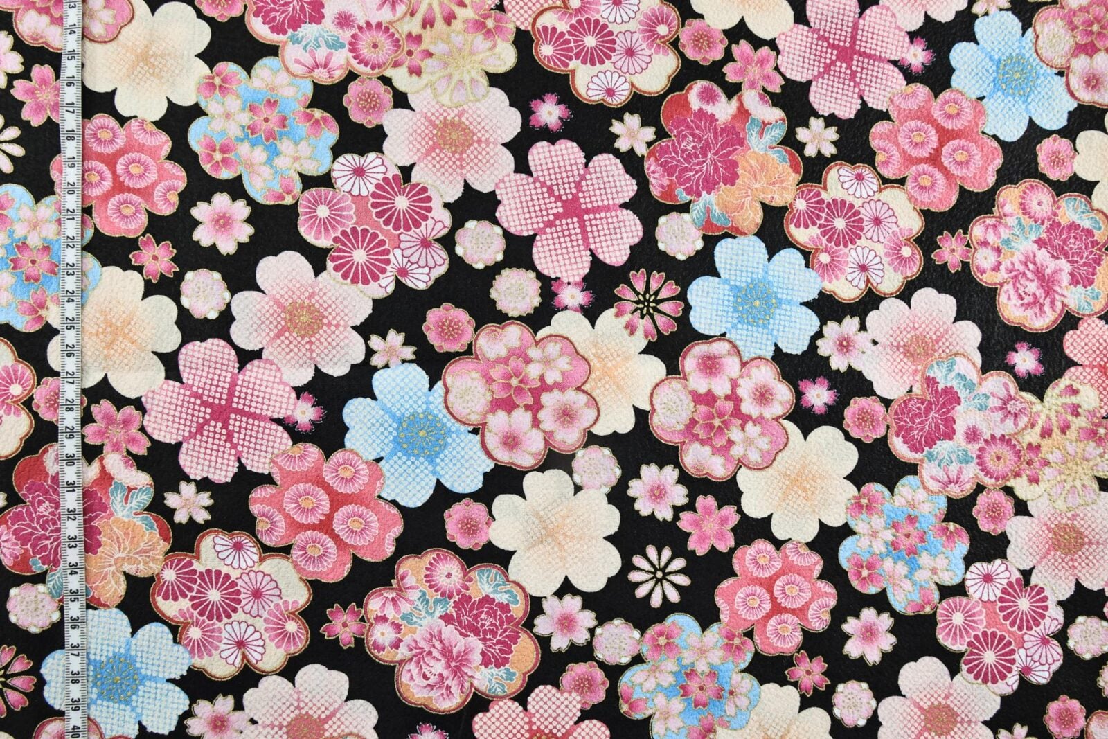 Tissu Japonais gaufré Ume noir