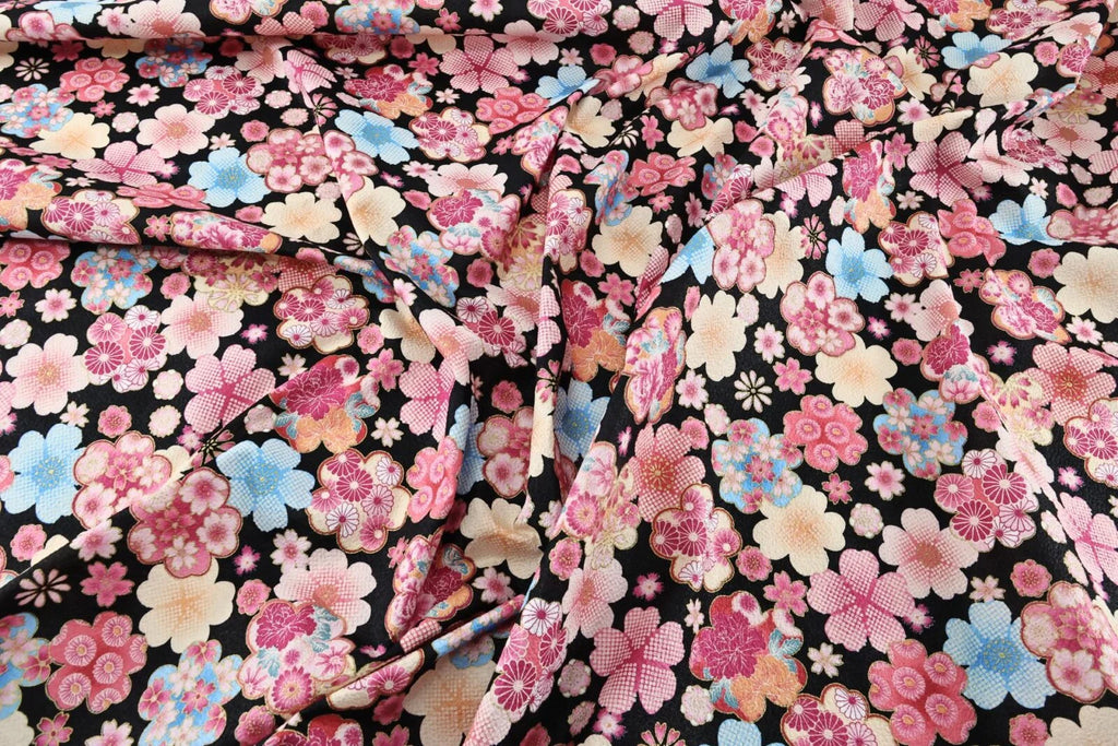Tissu Japonais gaufré Ume noir