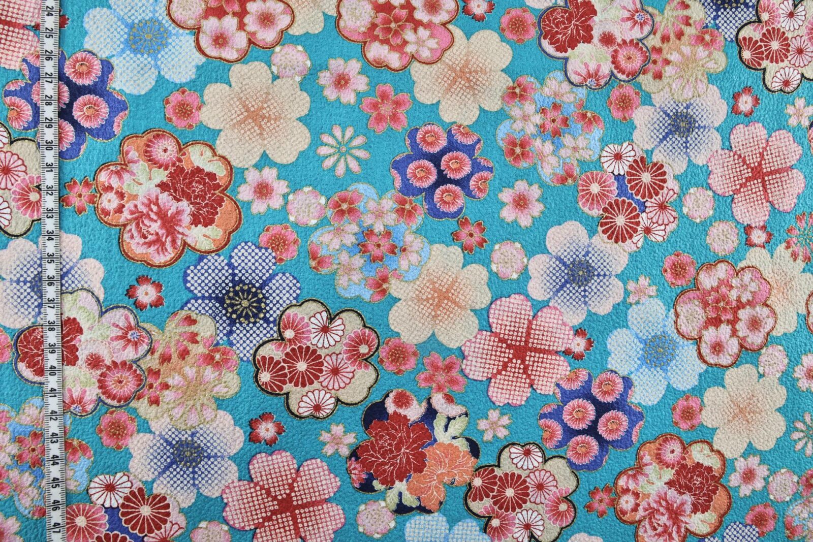 Tissu Japonais gaufré Ume bleu