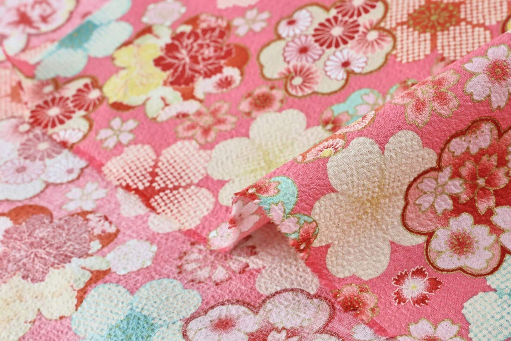 Tissu Japonais gaufré Ume rose