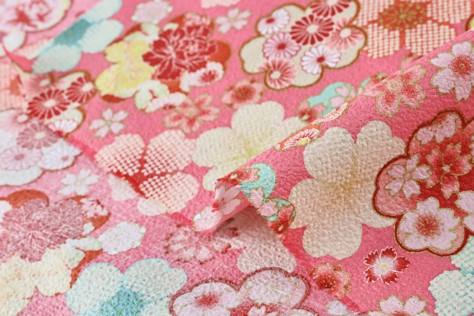 Tissu Japonais gaufré Ume rose